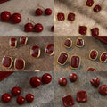 Light Luxury Alloy Red Bow Heart Circle Pendant Drop Earrings With Silver Pins view 1