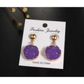 Gold Tone Round Crystal Cluster Drop Earrings in Six Bright Color Options view 9