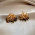 Tiger Eye Zircon Flower Tassel Drop Earrings Maillard Vintage Silver Needle Statement Jewelry view 3