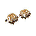 Tiger Eye Zircon Flower Tassel Drop Earrings Maillard Vintage Silver Needle Statement Jewelry view 5