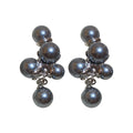 French Vintage Gray Faux Pearl Drop Earrings Silver Needle Geometric Round Minimalist Style view 5