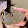 Plush Flocked Geometric Round Hoop Earrings With Silver Needle Minimalist Winter Style view 3