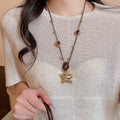 Bohemian Rhinestone Resin Flower Starfish Pendant Sweater Necklace Ethnic Style Jewelry view 1