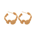 Copper Irregular Geometric Round Pleated C Shaped Stud Earrings Minimalist Metal Jewelry view 5