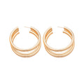 European Style Metal Multi Layer Round Geometric Drop Earrings Minimalist Light Luxury Jewelry view 5