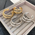 European Style Metal Multi Layer Round Geometric Drop Earrings Minimalist Light Luxury Jewelry view 3