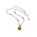Tiger Eye Beaded Round Pendant Necklace Vintage Maillard Style Light Luxury Collarbone Choker view 5