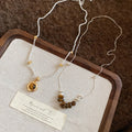 Tiger Eye Beaded Round Pendant Necklace Vintage Maillard Style Light Luxury Collarbone Choker view 2