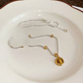 Tiger Eye Beaded Round Pendant Necklace Vintage Maillard Style Light Luxury Collarbone Choker view 4