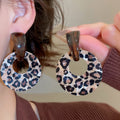 Maillard Style Acrylic Leopard Print Round Geometric Drop Earrings With Silver Needle Retro Luxury view 1