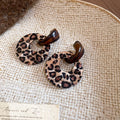Maillard Style Acrylic Leopard Print Round Geometric Drop Earrings With Silver Needle Retro Luxury view 2