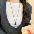 New Chinese Style Leather Gourd Pendant Long Sweater Necklace For Women Light Luxury Retro Geometric Jewelry view 4