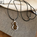 New Chinese Style Leather Gourd Pendant Long Sweater Necklace For Women Light Luxury Retro Geometric Jewelry view 3