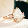 Minimalist Faux Opal Teardrop Ring For Women, Korean Elegant Fairy Style Fashion Jewelry view 4