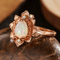 Pastoral Sunflower Ring For Women With Water Drop Imitation Opal And Micro Pave Floral Design view 4