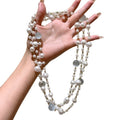 Baroque Vintage Faux Pearl Cat Eye Beaded Layered Sweater Necklace For Women view 5