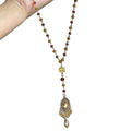 Vintage Copper Tiger Eye Pearl Round Layered Sweater Necklace Maillard Style For Women view 5