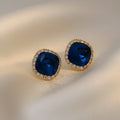 Artificial Crystal French Vintage Geometric Stud Earrings, Court Style Round Silver Pin Design view 3