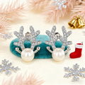 Faux Pearl Deer Antler Christmas Stud Earrings For Women Sweet Reindeer Holiday Jewelry view 1