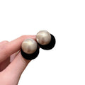 Retro Hong Kong Style Geometric Round Faux Pearl Stud Earrings With Silver Pins view 5