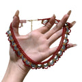 Adjustable Red Faux Crystal Beaded Woven Choker Necklace For Women Vintage Ethnic Round Geometric Design view 5