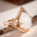 Metal Water Drop Multi Prong Ring With Faux Opal Japanese Korean Palace Style Stack Jewelry view 3
