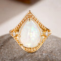 Metal Water Drop Multi Prong Ring With Faux Opal Japanese Korean Palace Style Stack Jewelry view 4