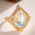 Metal Water Drop Multi Prong Ring With Faux Opal Japanese Korean Palace Style Stack Jewelry view 5
