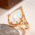 Metal Water Drop Multi Prong Ring With Faux Opal Japanese Korean Palace Style Stack Jewelry view 2