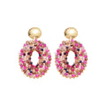 French Court Style Crystal Beaded Oval Pendant Drop Earrings With Silver Posts view 5
