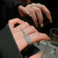 18K Gold Plated Copper Zircon Bow Open Ring For Women Light Luxury Fashion Finger Jewelry view 3