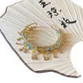 New Chinese Palace Style Glass Tassel Open Cuff Bangle For Women Vintage Ethnic Jewelry view 5