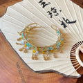 New Chinese Palace Style Glass Tassel Open Cuff Bangle For Women Vintage Ethnic Jewelry view 3