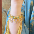 New Chinese Palace Style Glass Tassel Open Cuff Bangle For Women Vintage Ethnic Jewelry view 2