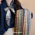 Ethnic Vintage Fabric Scarf Necklace With Paisley Floral Print And Flower Accent view 1