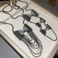 Light Luxury Copper Rhinestone Bow Pendant Tassel Necklace Dark Glam Sweater Chain view 2