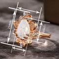 Floral Teardrop Geometric Faux Opal Leaf Ring, Korean Style Line Texture Vacation Jewelry view 4