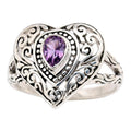 Sweet Cool Heart Ring For Women, Metal Hollow Texture Vintage Water Drop Fashion Jewelry view 3