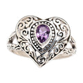 Sweet Cool Heart Ring For Women, Metal Hollow Texture Vintage Water Drop Fashion Jewelry view 2