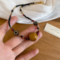 Maillard Style Acrylic Ceramic Beaded Round Pendant Crystal Choker Necklace For Women view 2