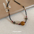 Maillard Style Acrylic Ceramic Beaded Round Pendant Crystal Choker Necklace For Women view 4