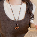 Copper Enamel Cartoon Puppy Pendant Sweater Necklace Cute Vacation Style Women's Collarbone Chain view 3