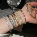 18K Gold Plated Copper Zircon Hollow Oval Clasp Bangle Light Luxury Designer Jewelry view 2
