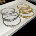 18K Gold Plated Copper Zircon Rivet Buckle Bangle For Women Light Luxury Trendy Jewelry view 2