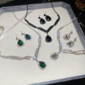 Copper Rhinestone Waterdrop Pendant Necklace And Earrings Jewelry Set, Light Luxury Court Style view 1