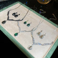 Copper Rhinestone Waterdrop Pendant Necklace And Earrings Jewelry Set, Light Luxury Court Style view 3