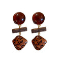 Wood Heart Tiger Eye Stud Earrings Vintage Maillard Light Luxury Women's Jewelry view 5