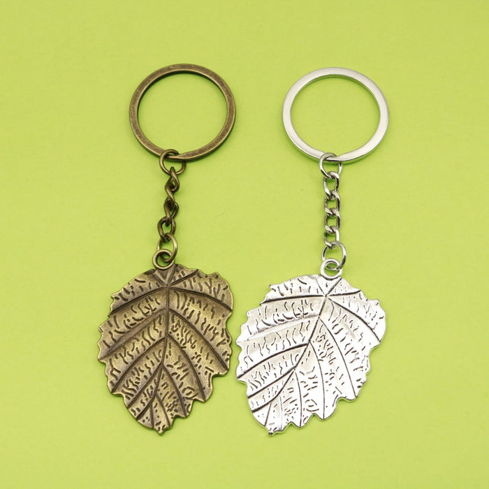 Metal Leaf Shape Keychain Nature Bag Charm Gift