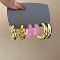 Acrylic Round Twisted Wrinkle Stud Earrings European American Geometric Fashion Jewelry view 3