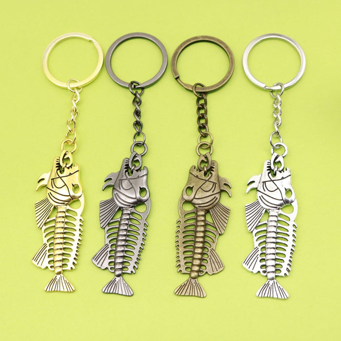 Zinc Alloy Fish Bone Keychain Creative Bag Charm Gift
